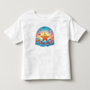 かわいい笑顔のヒトデのキャラクター ビーチ トドラーTシャツ