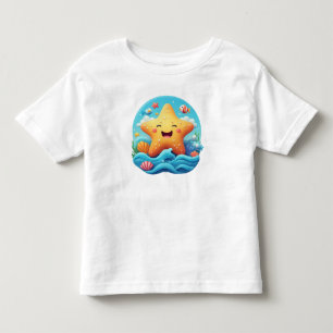 かわいい笑顔のヒトデのキャラクター ビーチ トドラーTシャツ