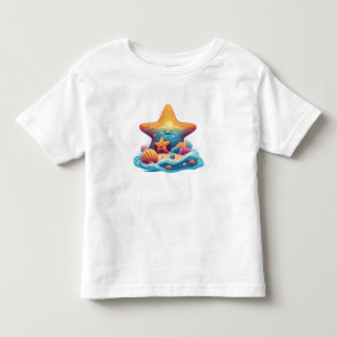 かわいい笑顔のヒトデのキャラクター ビーチ トドラーTシャツ