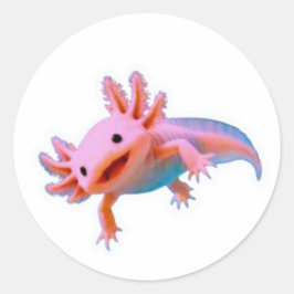 かわいい笑顔のピンクアクアマガエルステッカー - Kawaii Wat ラウンドシール