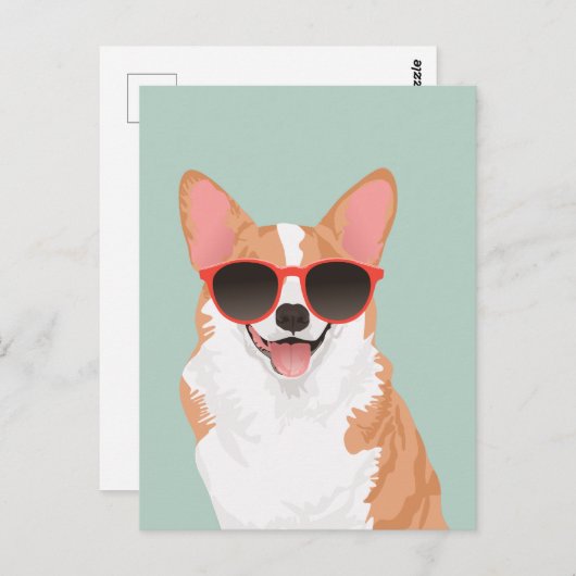 かわいい笑顔のペンブロークウェルシュコーギー愛犬家 ポストカード (正面/裏面)