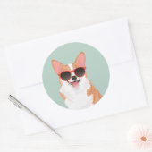 かわいい笑顔のペンブロークウェルシュコーギーfor愛犬家 ラウンドシール (封筒)
