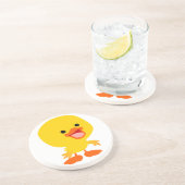 かわいい笑顔のマンガのアヒルのコースター コースター (側面)