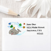 かわいい笑顔のマンガ鯨 ラベル (インサイチュ)