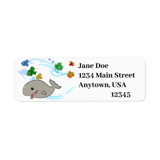 かわいい笑顔のマンガ鯨 ラベル (正面)