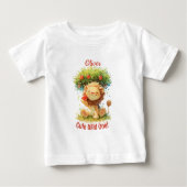 かわいい笑顔のライオンとアップルの木に名前を追加 ベビーTシャツ (正面)