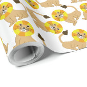 かわいい笑顔のライオンズパターン ラッピングペーパー (ロールコーナー)