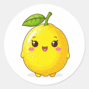 かわいい笑顔のレモンキャラクター ラウンドシール