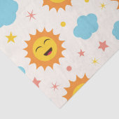 かわいい笑顔の太陽と雲と星のパターン 薄葉紙 (詳細)