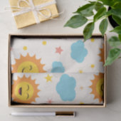 かわいい笑顔の太陽と雲と星のパターン 薄葉紙 (ギフト)