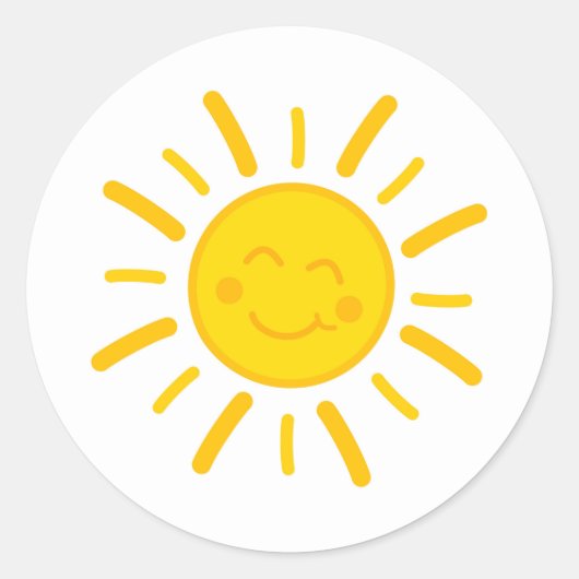 かわいい笑顔の太陽イラストレーションデザインシール ラウンドシール (正面)