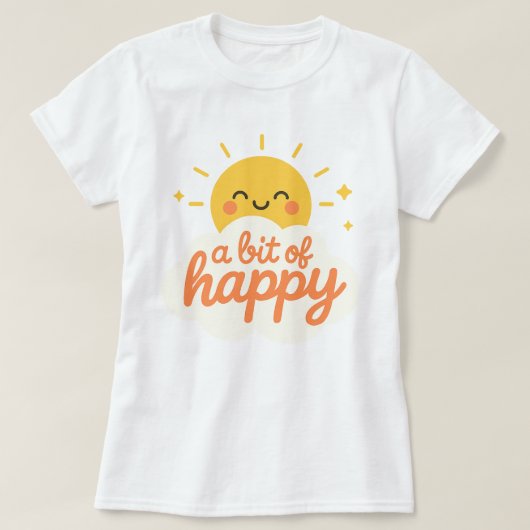かわいい笑顔の太陽顔かわいい幸せのビット Tシャツ (デザイン正面)
