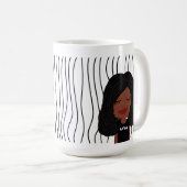 かわいい笑顔の女ストライプののマグカップ。外観の選択 コーヒーマグカップ (正面右)