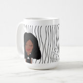 かわいい笑顔の女ストライプののマグカップ。外観の選択 コーヒーマグカップ (正面左)