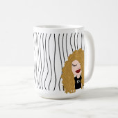 かわいい笑顔の女ストライプののマグカップ。外観の選択 コーヒーマグカップ (正面右)