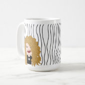 かわいい笑顔の女ストライプののマグカップ。外観の選択 コーヒーマグカップ (正面左)