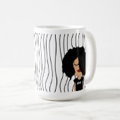 かわいい笑顔の女ストライプののマグカップ。見た目を選べ コーヒーマグカップ (正面右)