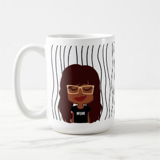 かわいい笑顔の女ストライプののマグカップ。見た目を選べ コーヒーマグカップ