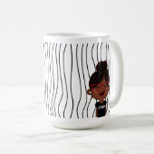 かわいい笑顔の女ストライプののマグカップ。見た目を選べ コーヒーマグカップ (正面右)