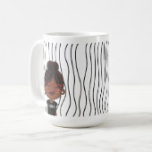 かわいい笑顔の女ストライプののマグカップ。見た目を選べ コーヒーマグカップ (正面左)