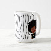 かわいい笑顔の女ストライプののマグカップ。見た目を選べ コーヒーマグカップ (正面右)