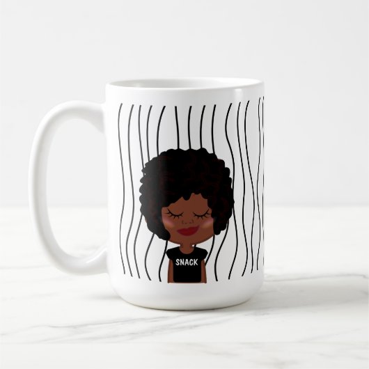 かわいい笑顔の女ストライプののマグカップ。見た目を選べ コーヒーマグカップ (左)