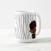 かわいい笑顔の女ストライプののマグカップ。見た目を選べ コーヒーマグカップ (正面右)