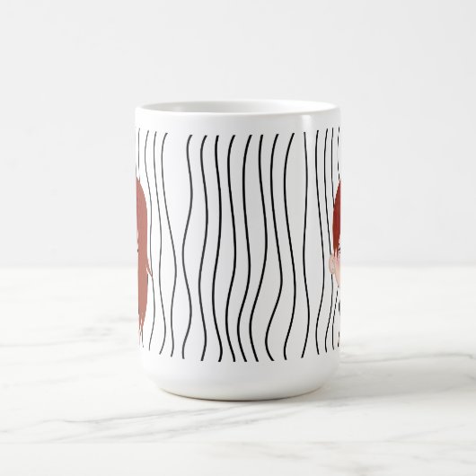 かわいい笑顔の女ストライプののマグカップ。見た目を選べ コーヒーマグカップ (中央)