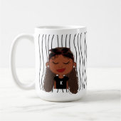 かわいい笑顔の女ストライプののマグカップ。見た目を選べ コーヒーマグカップ (左)