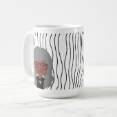 かわいい笑顔の女ストライプののマグカップ。見た目を選べ コーヒーマグカップ (正面左)