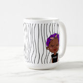 かわいい笑顔の女ストライプののマグカップ。見た目を選べ コーヒーマグカップ (正面右)