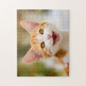 かわいい笑顔の子猫おもしろい顔猫ニャー写真 ジグソーパズル (縦)