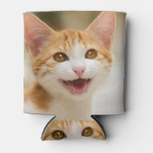 かわいい笑顔の子猫おもしろい顔猫ニャー写真 缶クーラー (正面)