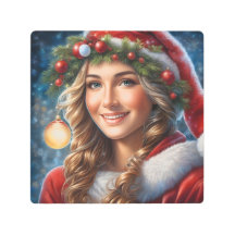 かわいい笑顔の少女サンタクロースフェスティバルホリデー