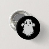 かわいい笑顔の幽霊のキャラクターイラスト ハロウィン 缶バッジ (正面&裏面)