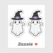 かわいい笑顔の幽霊ウィッチハットハロウィーン シール (シート)