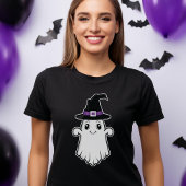 かわいい笑顔の幽霊ウィッチハットハロウィーン Tシャツ