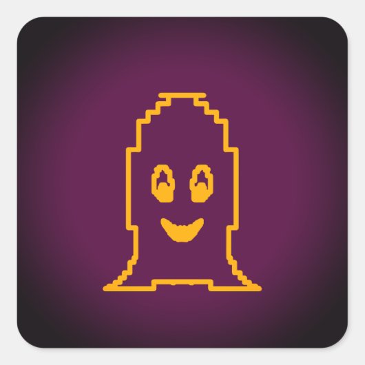 かわいい笑顔の幽霊 スクエアシール (正面)