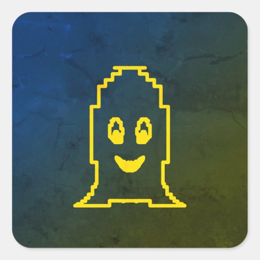 かわいい笑顔の幽霊 スクエアシール (正面)