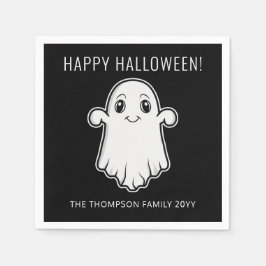 かわいい笑顔の幽霊 ハッピーハロウィン 自由文 スタンダードカクテルナプキン