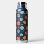 かわいい笑顔の惑星パターン ウォーターボトル (正面)