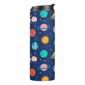 かわいい笑顔の惑星パターン タンブラー (回転左)