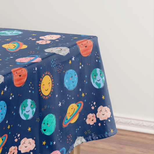 かわいい笑顔の惑星パターン テーブルクロス (インサイチュ)