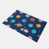かわいい笑顔の惑星パターン ドアマット (アングル)