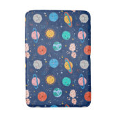 かわいい笑顔の惑星パターン バスマット (正面縦)