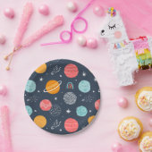 かわいい笑顔の惑星パターン ペーパープレート (パーティー)