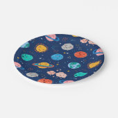かわいい笑顔の惑星パターン ペーパープレート (アングル)