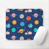 かわいい笑顔の惑星パターン マウスパッド (マウス)