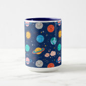 かわいい笑顔の惑星パターン マグカップ (中央)