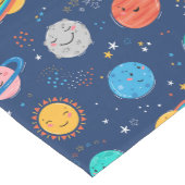 かわいい笑顔の惑星パターン ミディアムテーブルランナー (コーナー)